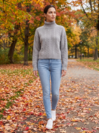 Zoey | Cable Knit Turtleneck Sweater with Ribbed Trim, Cozy Winter Pullover oaklynwear