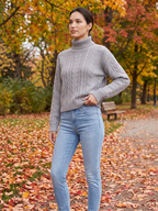 Zoey | Cable Knit Turtleneck Sweater with Ribbed Trim, Cozy Winter Pullover oaklynwear