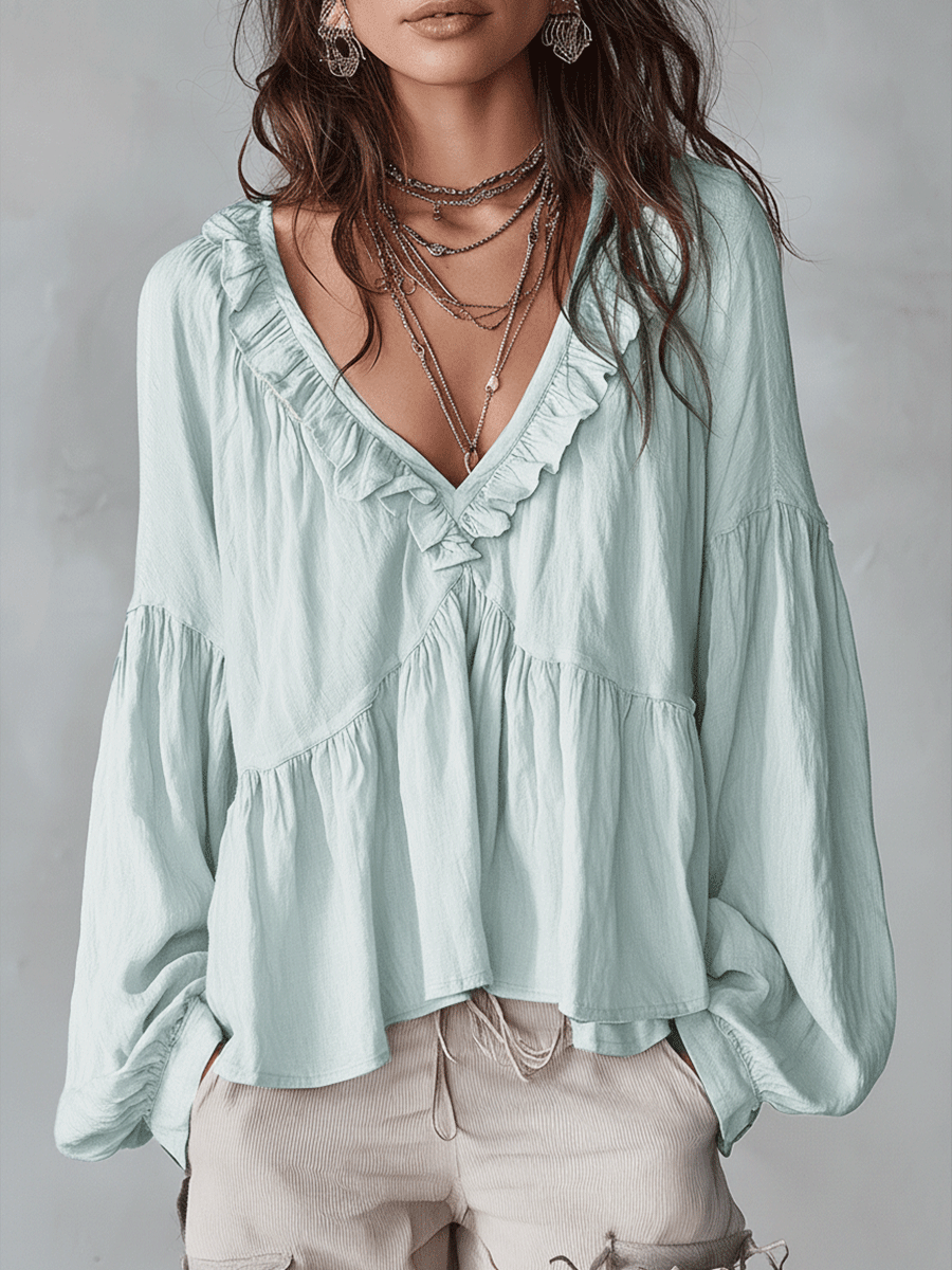 Faye | Women's Boho Ruffle Blouse oaklynwear