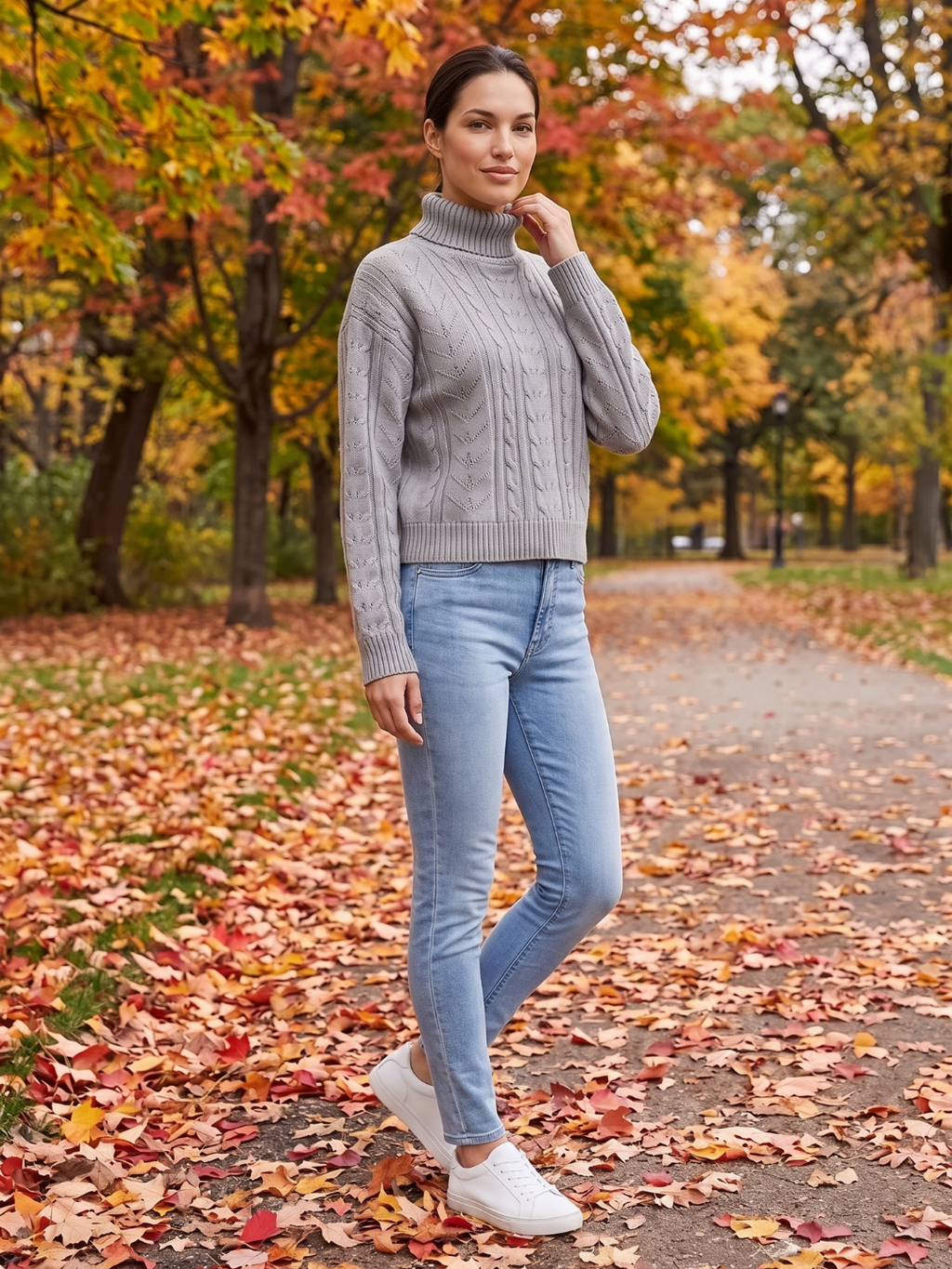Zoey | Cable Knit Turtleneck Sweater with Ribbed Trim, Cozy Winter Pullover oaklynwear