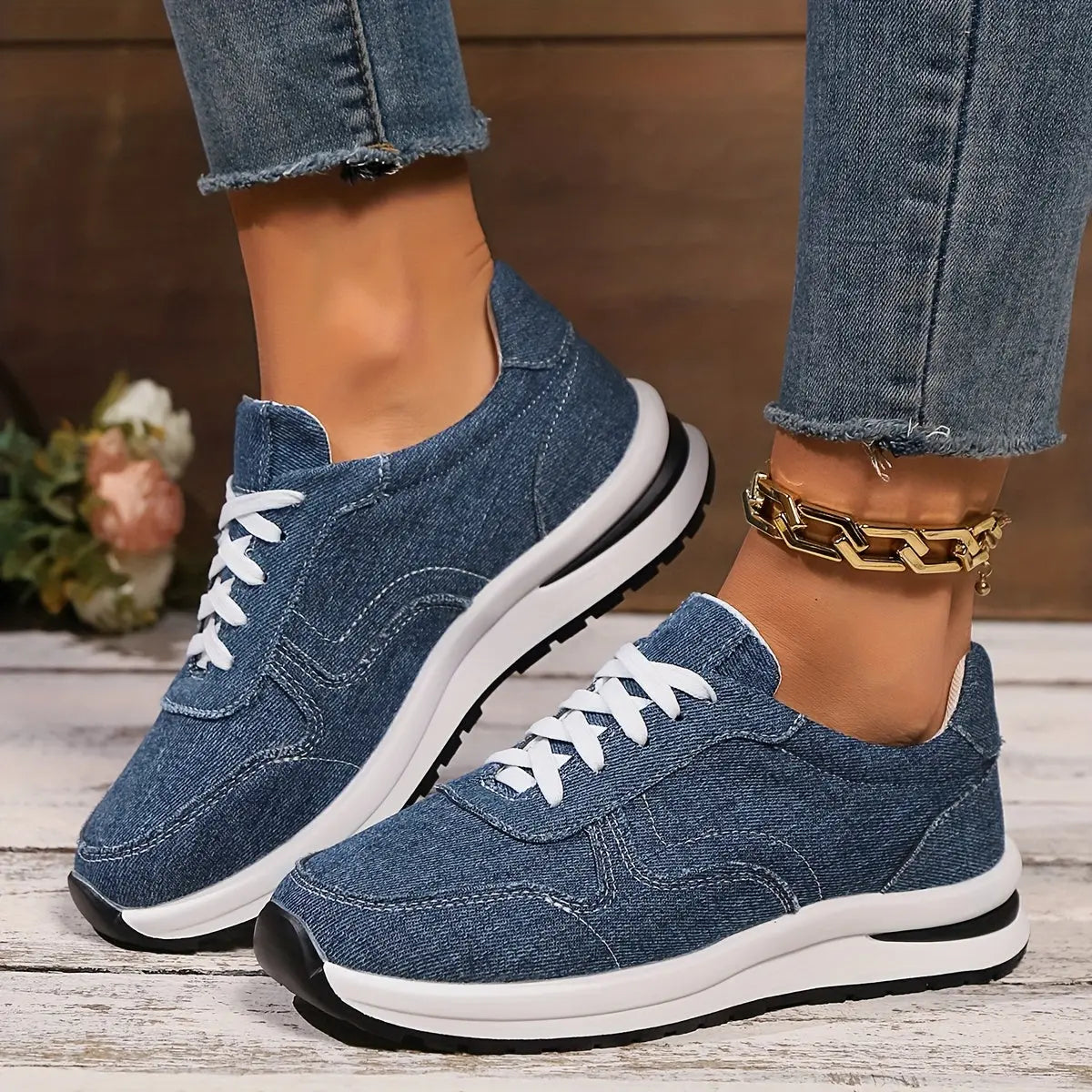 Denim™ | Women's Denim Orthopedic Sneakers – Wide Toe Box & Cushioned Arch Support oaklynwear