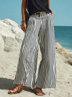 Marina | Striped Wide-Leg Pants Vest Set oaklynwear