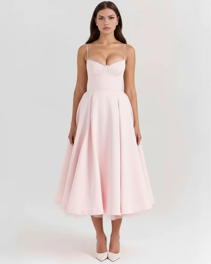 Clarisse | Tulle Sweetheart Corset Midi Dress oaklynwear