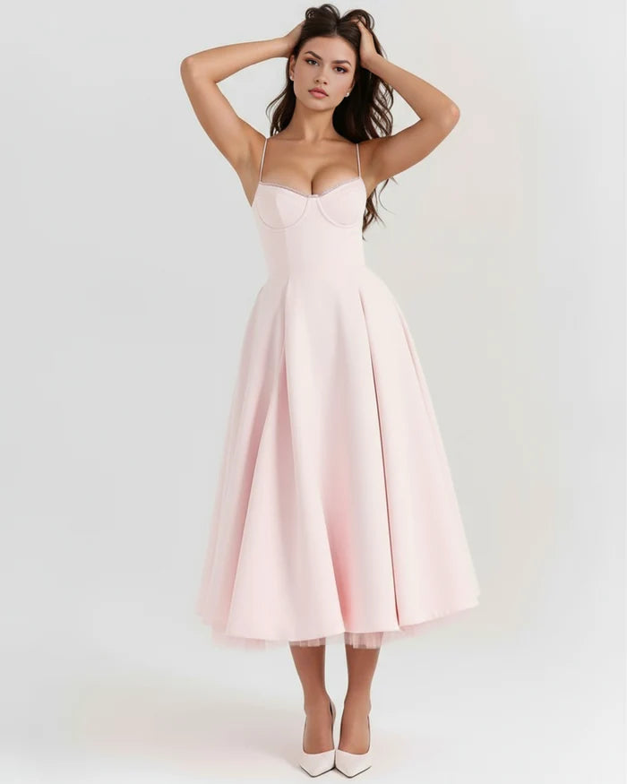 Clarisse | Tulle Sweetheart Corset Midi Dress oaklynwear
