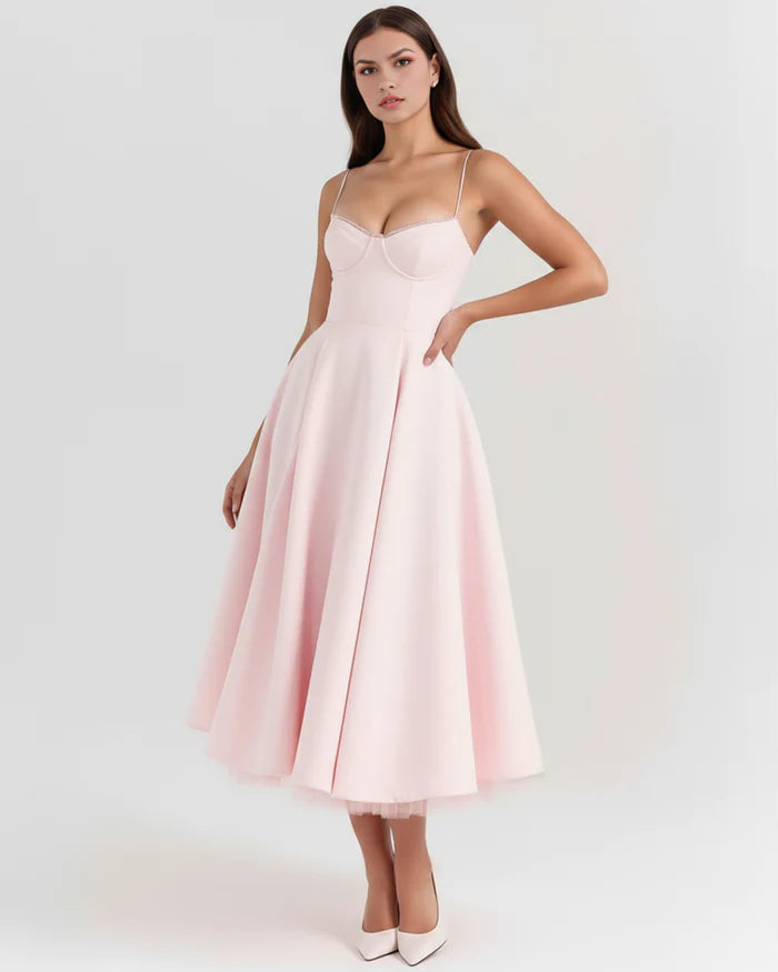 Clarisse | Tulle Sweetheart Corset Midi Dress oaklynwear