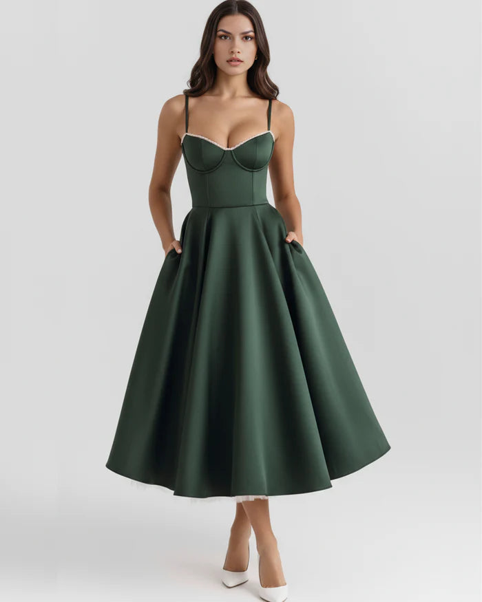 Clarisse | Tulle Sweetheart Corset Midi Dress oaklynwear