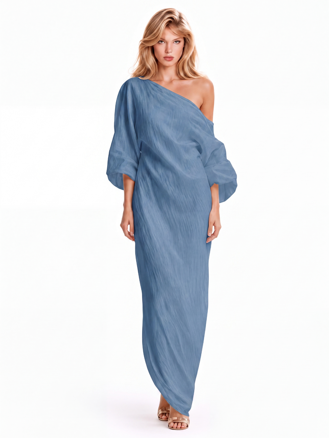 Elara™ | One-Shoulder Linen Maxi Dress with Pockets – Loose Fit Casual Summer Dress oaklynwear