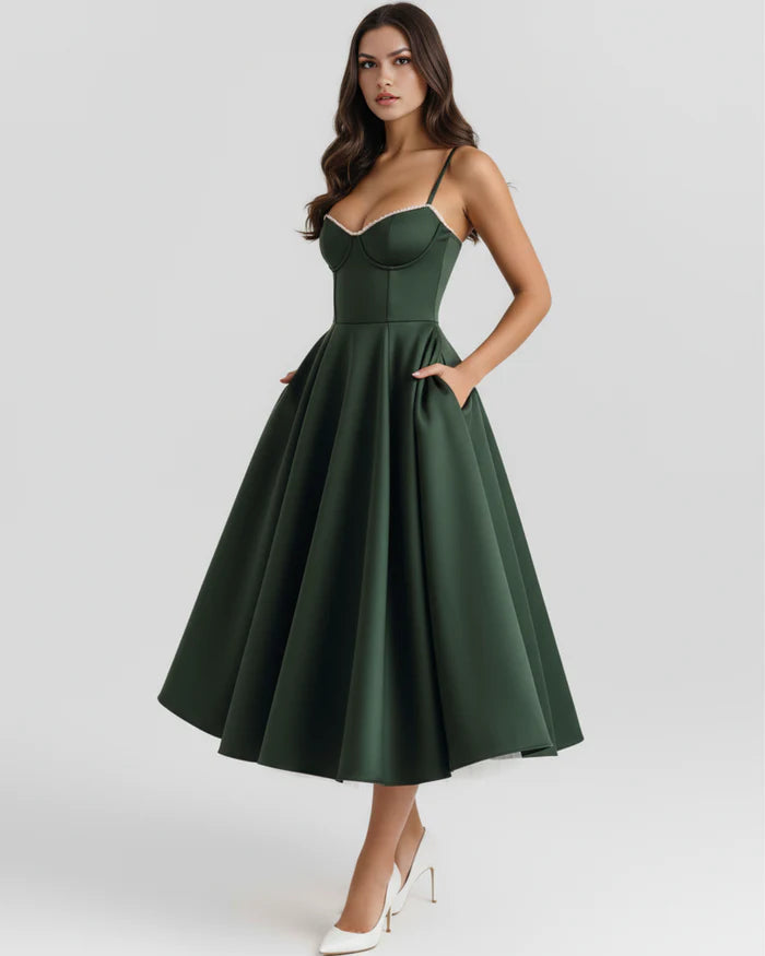 Clarisse | Tulle Sweetheart Corset Midi Dress oaklynwear