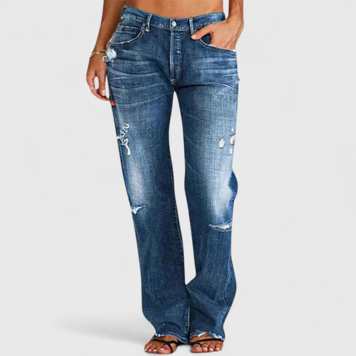 Sadie | Women's Low Rise Distressed Straight Leg Jeans oaklynwear