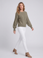 Riley | V-Neck Cable Knit Sweater with Balloon Sleeves, Oversized Winter Pullover oaklynwear