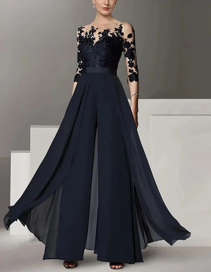 Elegant Lace Solid Color Dress Jumpsuit oaklynwear