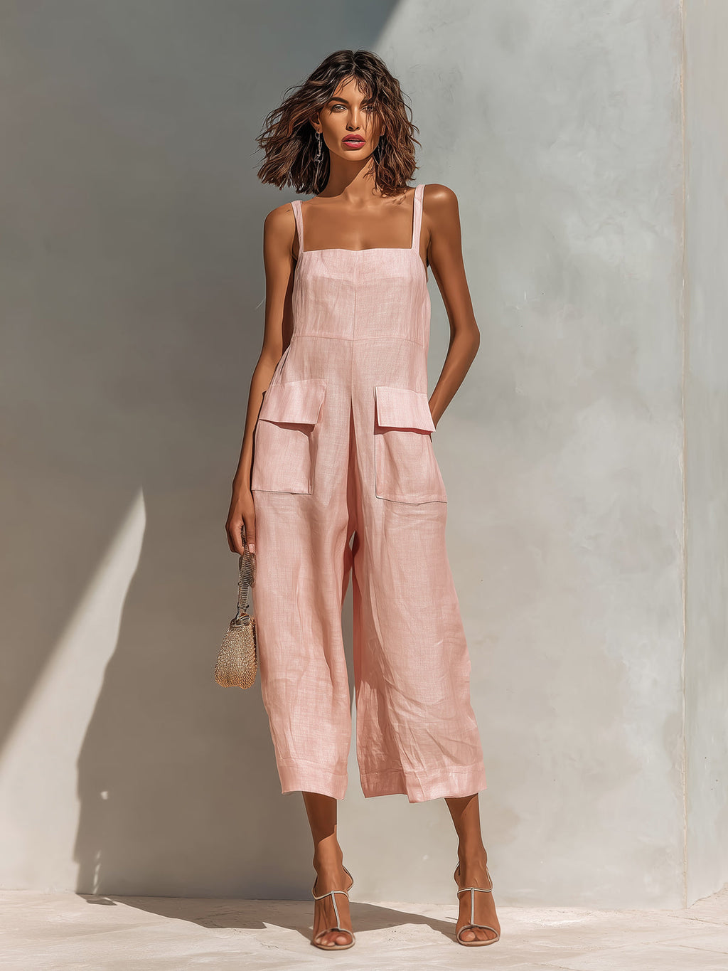 Rosie | Wide-Leg Linen Cropped Jumpsuit oaklynwear