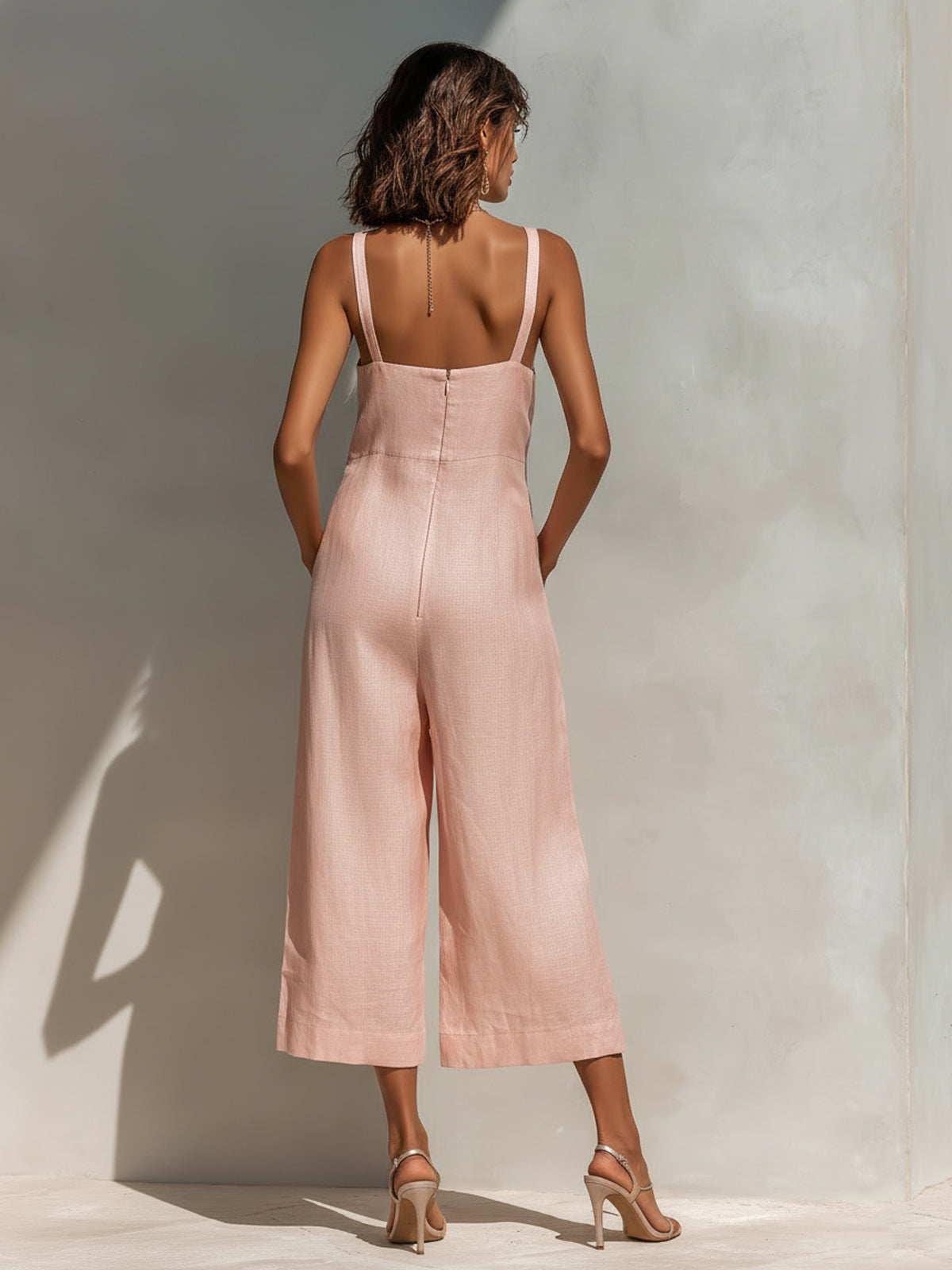Rosie | Wide-Leg Linen Cropped Jumpsuit oaklynwear