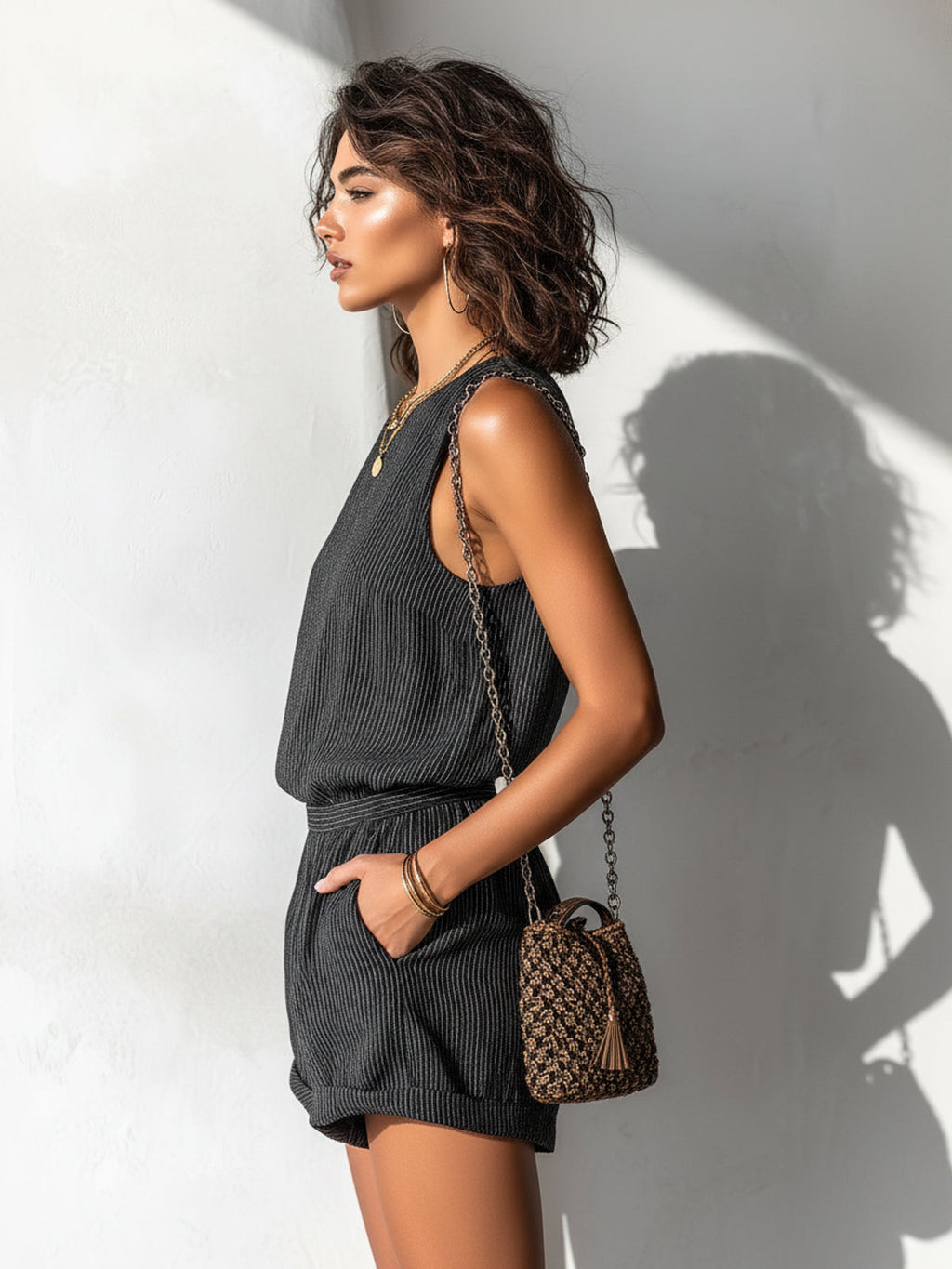 Cleo | Striped Linen Blend Romper oaklynwear