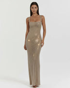 Estrella | Rhinestone Square Neck Maxi Dress oaklynwear
