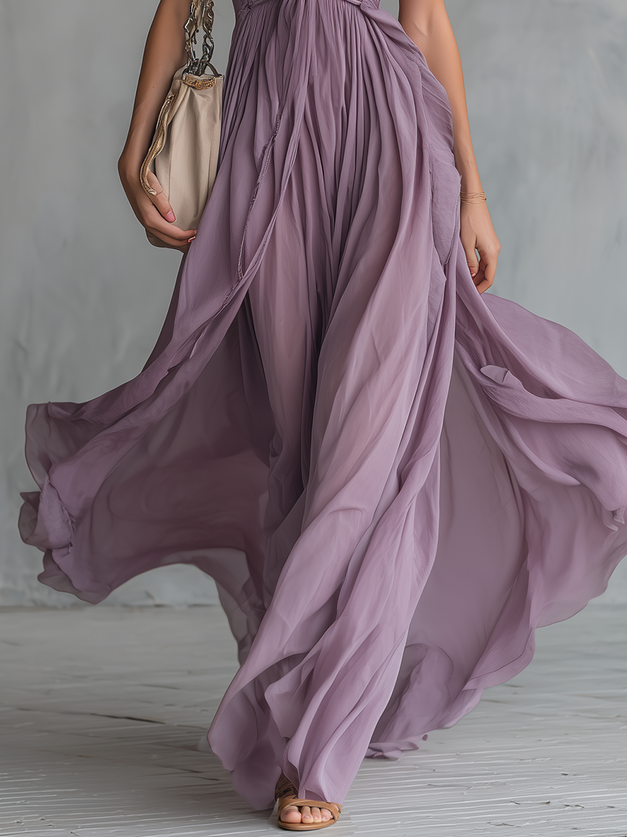 Helena | Women's Chiffon Halter Maxi Dress oaklynwear