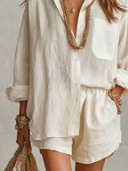 Petra | Linen Oversized Shirt Shorts Set oaklynwear