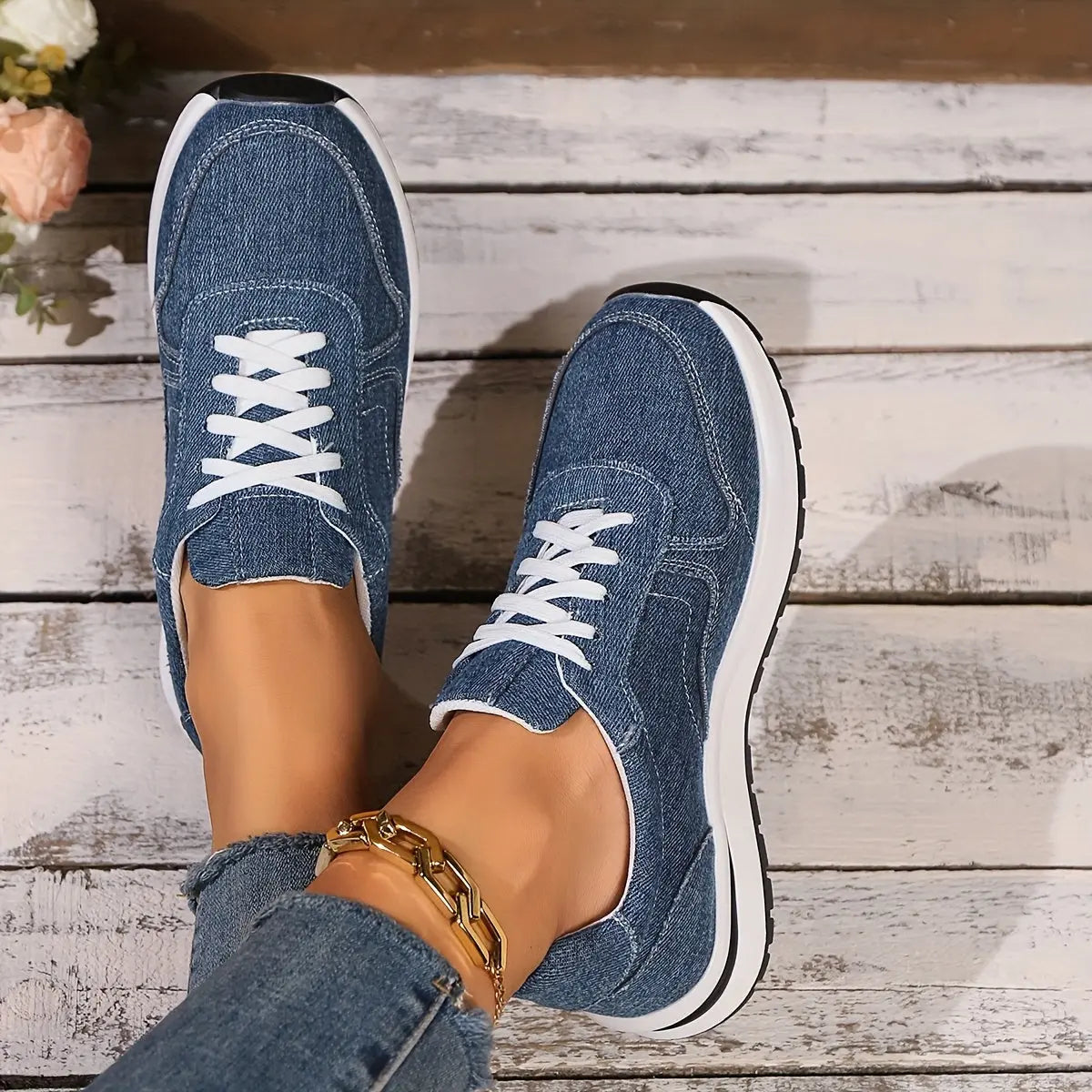 Denim™ | Women's Denim Orthopedic Sneakers – Wide Toe Box & Cushioned Arch Support oaklynwear