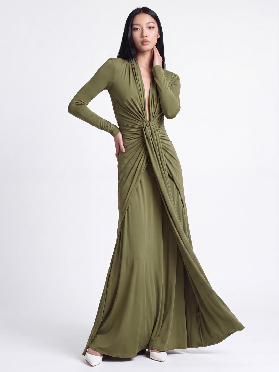 Valentina | Silky Ruched Maxi Dress oaklynwear