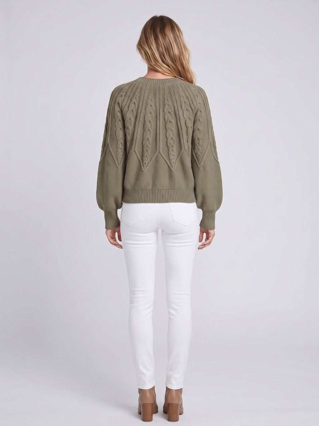 Riley | V-Neck Cable Knit Sweater with Balloon Sleeves, Oversized Winter Pullover oaklynwear