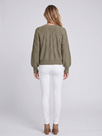 Riley | V-Neck Cable Knit Sweater with Balloon Sleeves, Oversized Winter Pullover oaklynwear