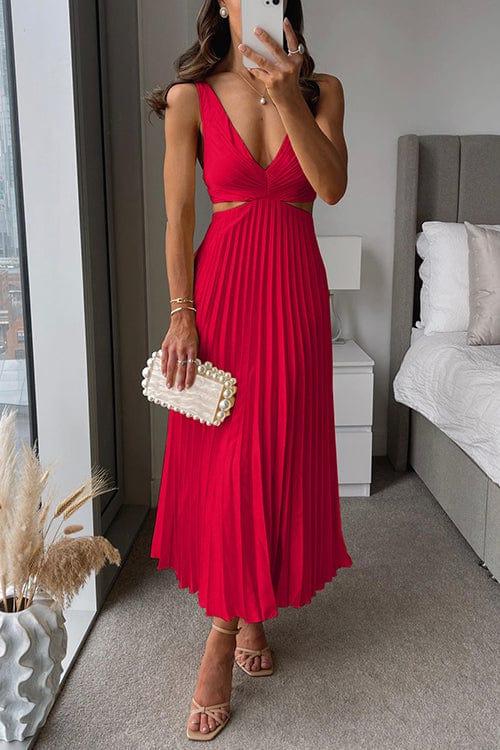 Celeste | Pleated Flowing Midi Dress oaklynwear