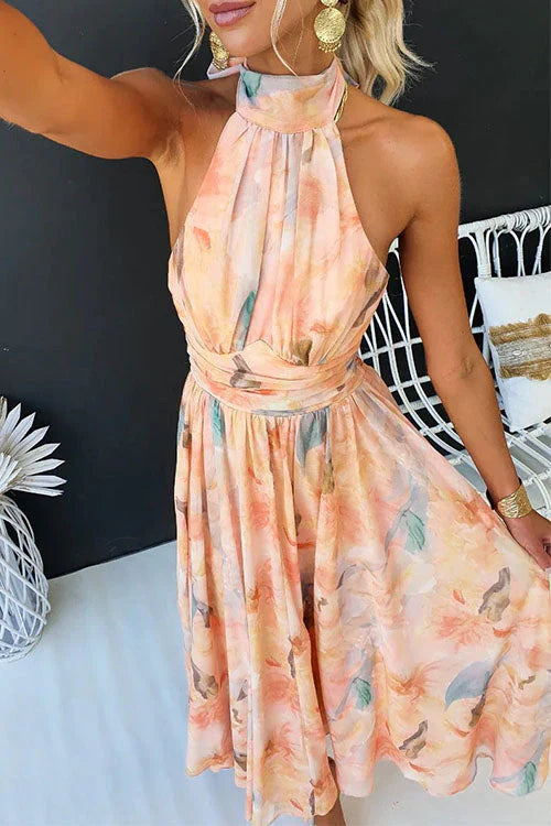 Emily | Floral Halter Neck Midi Dress oaklynwear