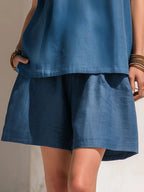 Azure | Tencel V-Neck Top Shorts Set oaklynwear