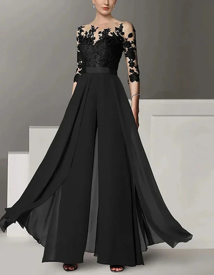Elegant Lace Solid Color Dress Jumpsuit oaklynwear