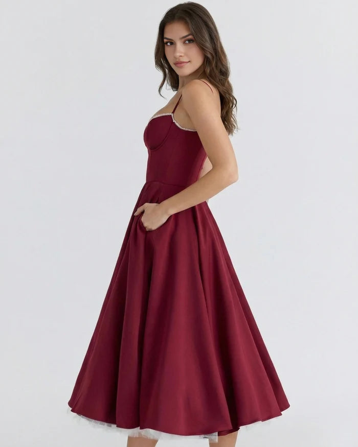 Clarisse | Tulle Sweetheart Corset Midi Dress oaklynwear