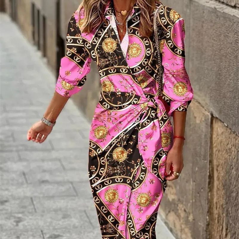 Colette | Three-Quarter Sleeve Wrap Midi Dress oaklynwear