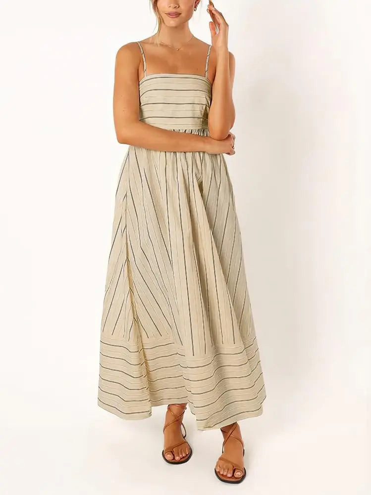 Maren | Striped Smocked Maxi Dress oaklynwear