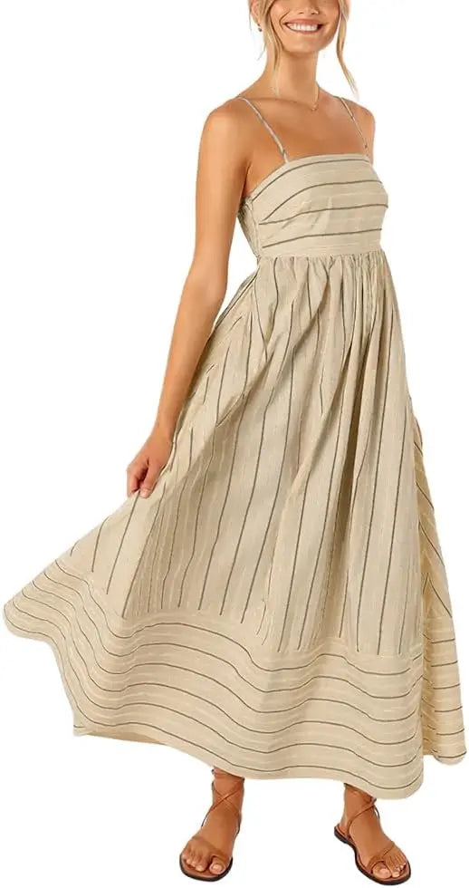 Maren | Striped Smocked Maxi Dress oaklynwear