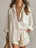 Petra | Linen Oversized Shirt Shorts Set oaklynwear