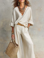Isla™ | Women's Loose Linen Set – Two-Piece Resort Wear Outfit for Summer oaklynwear