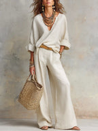 Isla™ | Women's Loose Linen Set – Two-Piece Resort Wear Outfit for Summer oaklynwear