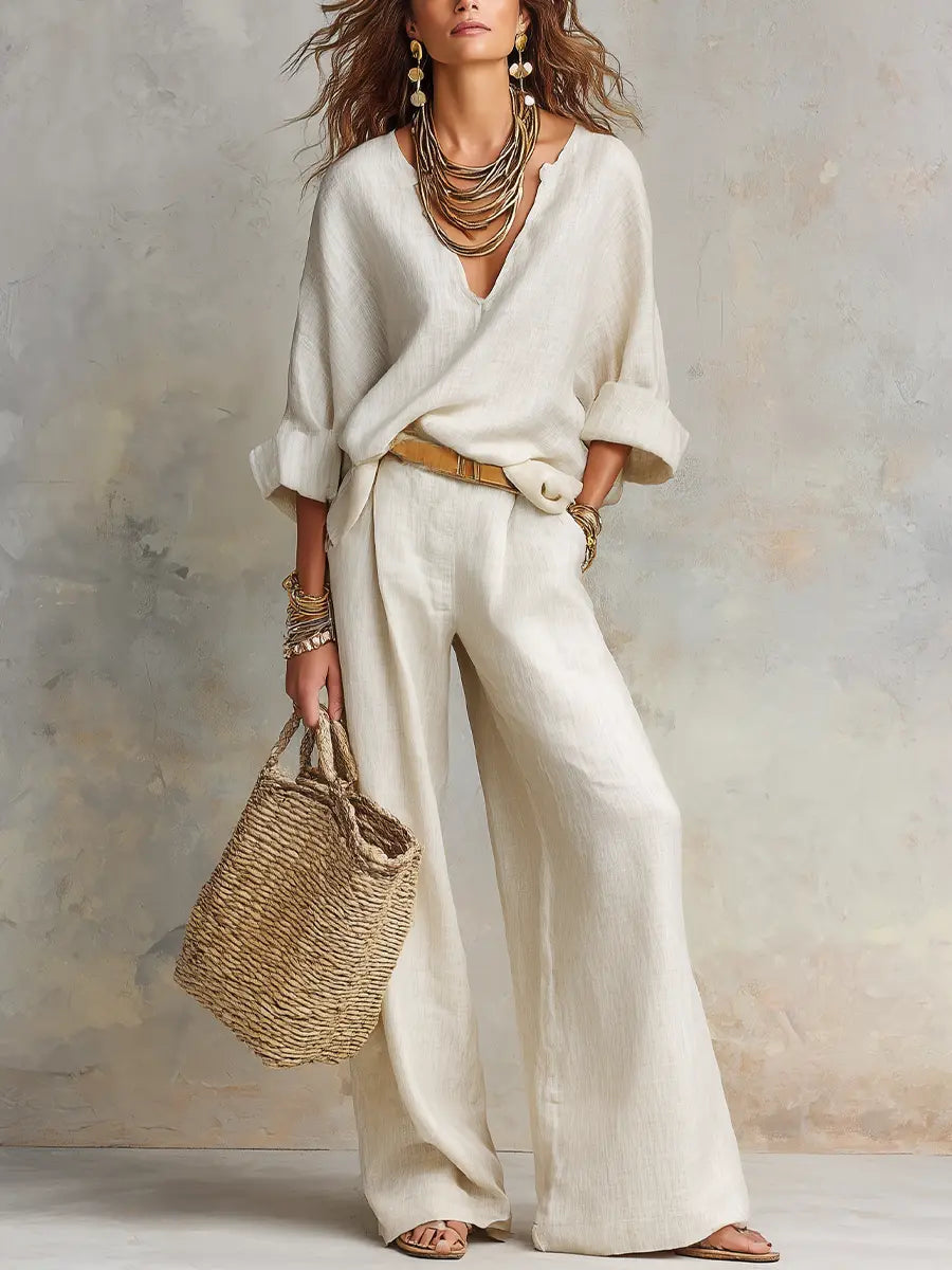Isla™ | Women's Loose Linen Set – Two-Piece Resort Wear Outfit for Summer oaklynwear
