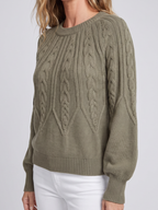 Riley | V-Neck Cable Knit Sweater with Balloon Sleeves, Oversized Winter Pullover oaklynwear