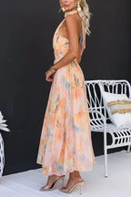 Emily | Floral Halter Neck Midi Dress oaklynwear