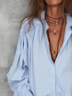 Cotton Ruffle Cuffs Blouse oaklynwear