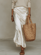 Marguerite | Knit Top Satin Midi Skirt Set oaklynwear