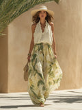 Lily | Ruffled Chiffon Top Printed Pants Set oaklynwear