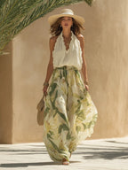Lily | Ruffled Chiffon Top Printed Pants Set oaklynwear