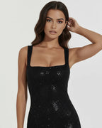 Estrella | Rhinestone Square Neck Maxi Dress oaklynwear