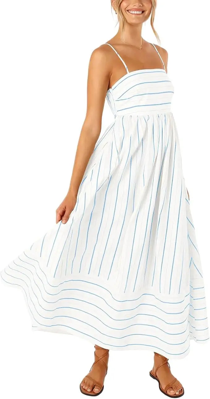 Maren | Striped Smocked Maxi Dress oaklynwear