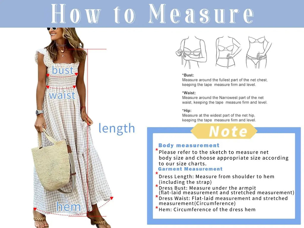 Plaid™ | Women's Retro Smocked Plaid Maxi Dress with Pockets – Spaghetti Strap Flounce A-Line Dress oaklynwear
