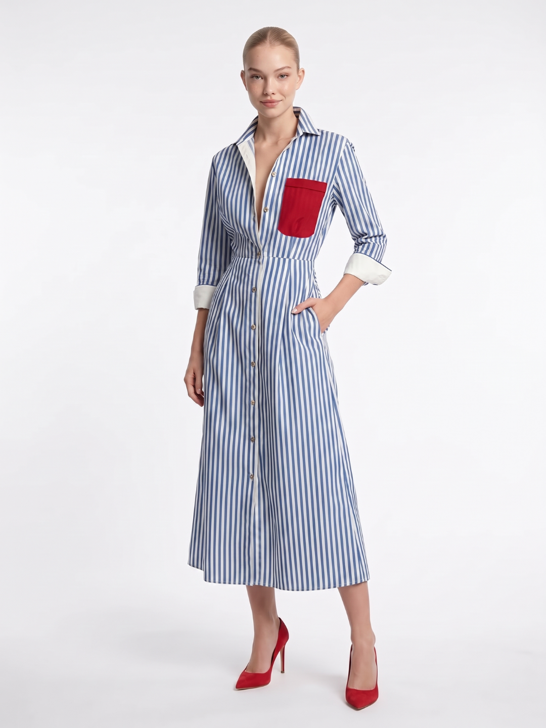 Rosie | Striped Shirt Maxi Dress oaklynwear