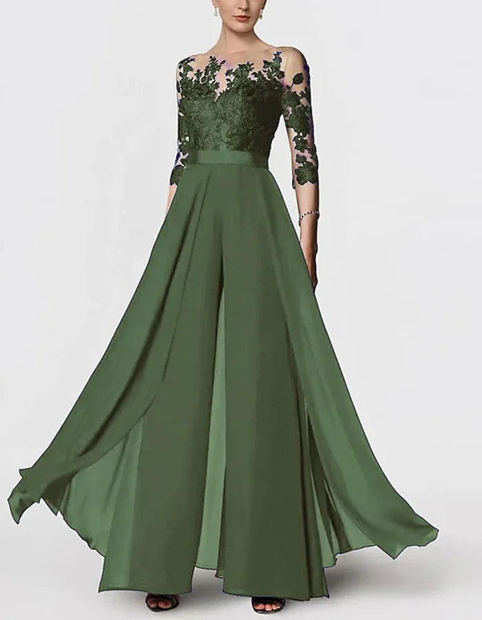 Elegant Lace Solid Color Dress Jumpsuit oaklynwear