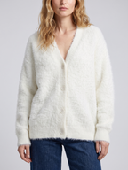 Willow | V-Neck Button-Up Cardigan with Fuzzy Knit Texture, Oversized Winter Layer oaklynwear