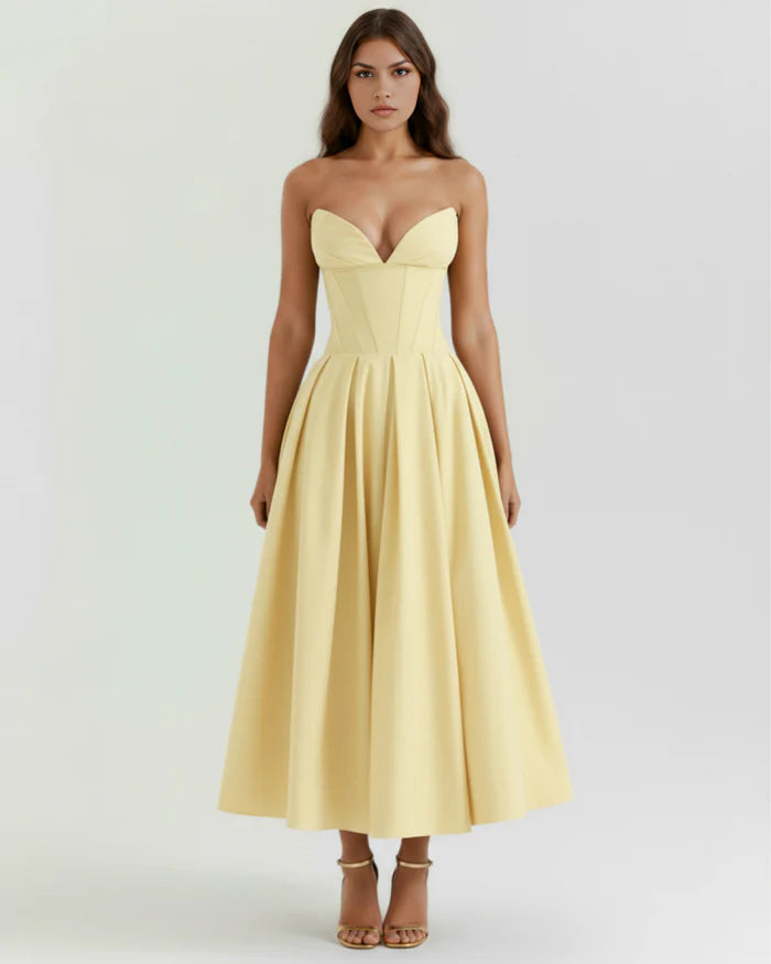 Venetia | Boned Corset Full Skirt Midi Dress oaklynwear